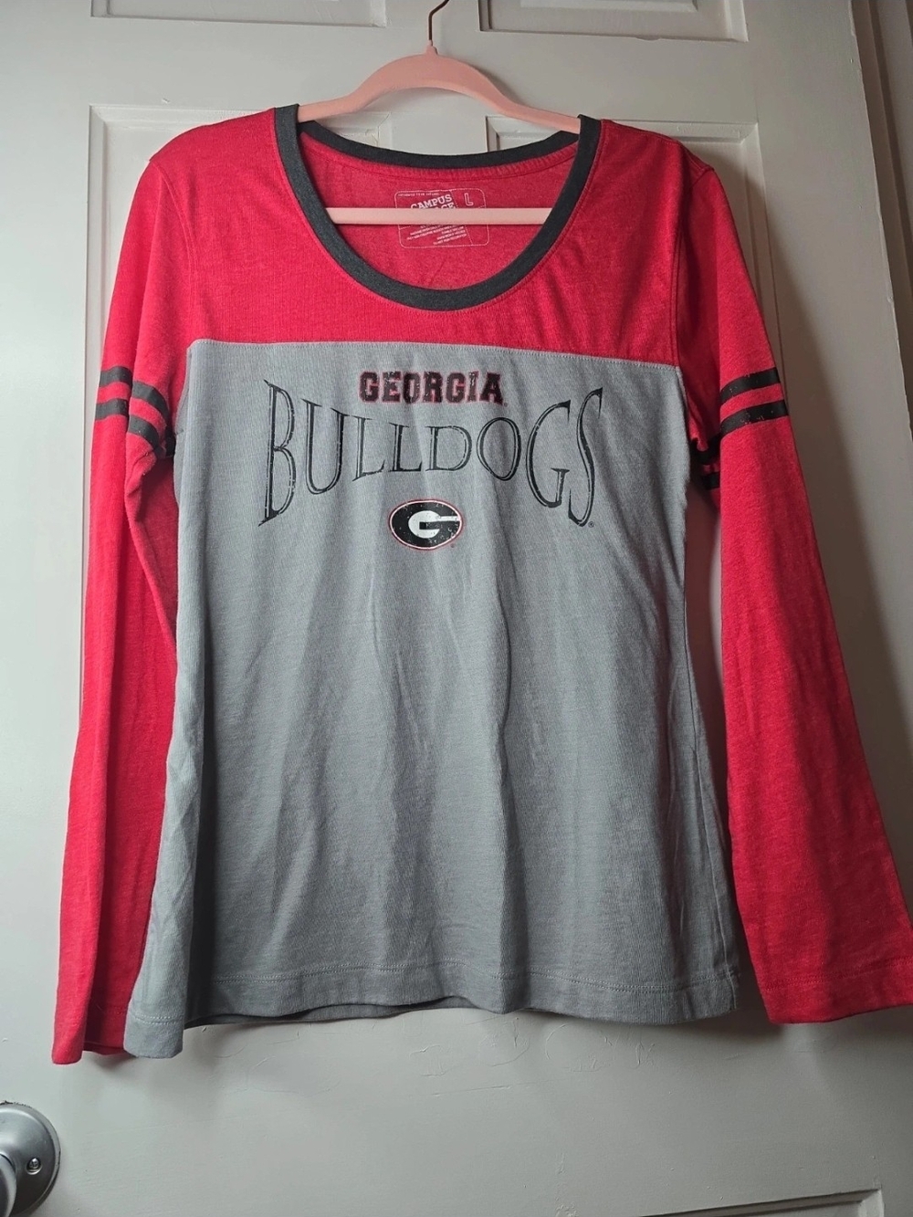 Campus Heritage Georgia Bulldogs Red and Gray Long Sleeve Tee